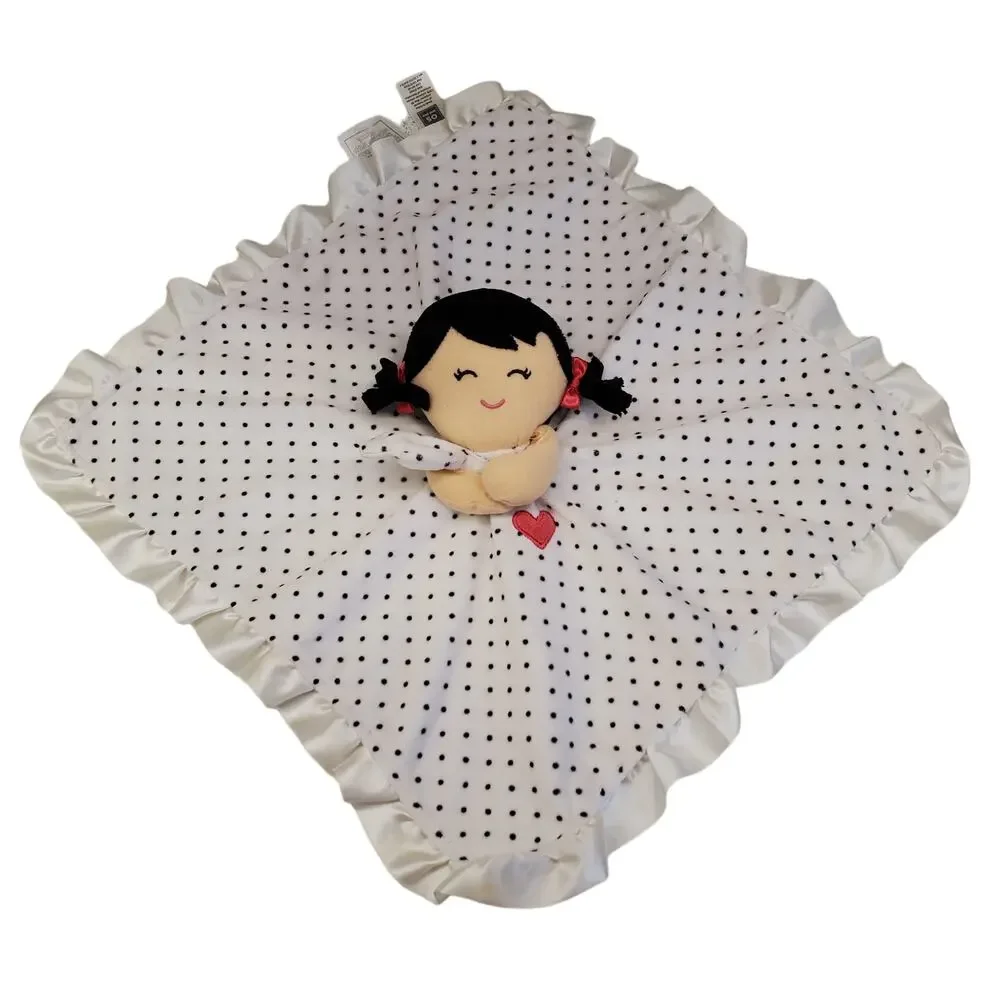 Carters Baby Blanket Lovey Little Girl Dark Hair White Baby Blanket Lovie